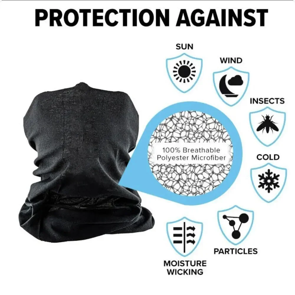 Breathable Polyester Microfiber Multifunctional Seamless bandana 5 Pk ** NEW **